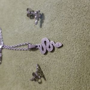Snake Pendant and Earrings Set